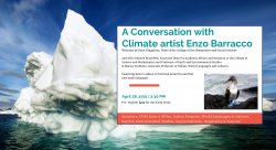 Flyer for "A Conversation with Climate artist Enzo Barracco"