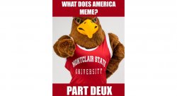 photo of Rocky mascot pointing with the words "What Does America Meme Part Deux"