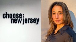 photo of Adriana Morsella with Choose: NJ Logo to the left in gray and black