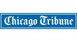 logo og the Chicago Tribune Newspaper. White letters with blue background