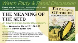 Flyer for the Meaning of the Seed Film Screening and Panel Discussion