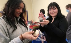 MSU students demonstrating how to make onirigi