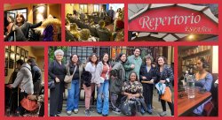 Collage of photos of spanish students and Prof. Garcia-Vizcaino at Repertorio in NYC