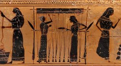 Ancient photo of Greek weavers