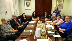 ITANJ Executive Board committee debrief on 2017 Italian Language and Culture Day: CHSS Dean Robert Friedman congratulates the ILCD Organizing Committee in the Coccia Institute’s Conference Room