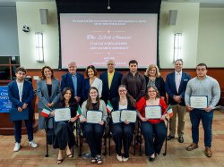 a group photo with scholarship awardees, faculty and administrators