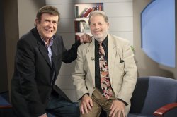 Bruce "Cousin Brucie" Morrow and Jeff Friedman on the set of "Carpe Diem."