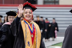Reem Abrahem delivered the Senior Address at the 2016 College of the Arts Convocation.