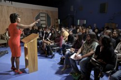 The My9 News anchor responds to a question.