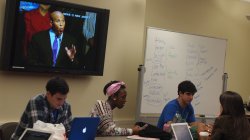 Students in TVDM 255-4 "All News is Local: Covering New Jersey" learn how to cover election results. Oct. 16, 2013.