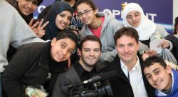 Professor David Sanders (foreground, second from right) with students.
