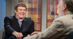 Bruce "Cousin Brucie" Morrow on the set of "Carpe Diem" with Jeff Friedman, director of the DuMont Television Center.