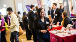 student at career fair