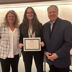 Shelbyh Zuromski receiving her award at the Casabona Future Scientists Competition