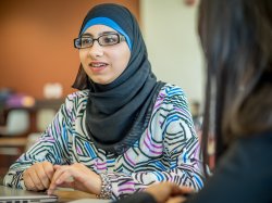 Advertising student in a business course