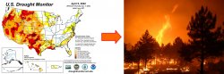 drought map and it's impact on wildfires in those areas