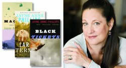 Collage of Author Jayne Anne Phillips and some of her book covers