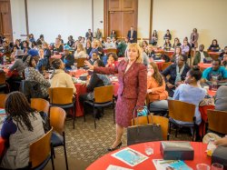 Lt. Gov. Kim Guadagno talked to a packed house of students, entrepreneurs and business leaders at the WEW Conference.