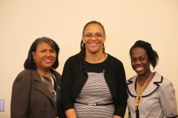 Dana LaCondre-Nugent (center) received the 2015 Promise Prize from last year's winner, Alanda Alexandre (right). The award is sponsored by Vikki Pryor (left), founder of the Change Create Transform Foundation. 