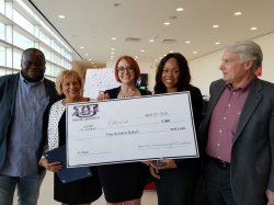 Karuda cofounders Christi Himiob and Sacha Vincent with judges Anthony Frasier, Betty Manetta and Marty Johnson.