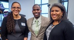 Stanley Fils with Vikki Pryor (right) and 2015 winner Dana LaCondre-Nugent.