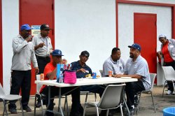 Facilities employees enjoying the cookout