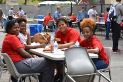 Facilities' student employees enjoying the cookout