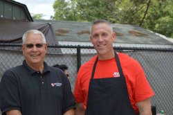 VP Greg Bressler and AVP Shawn Connolly after serving lunch to the Facilities staff