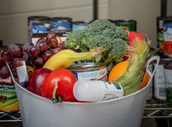 photo of food items for distribution in the food pantry
