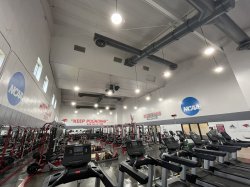 Photo of the Panzer Fitness Center, showing the newly installed LED lighting replacements.
