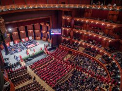 Wide view of graduate commencement ceremony