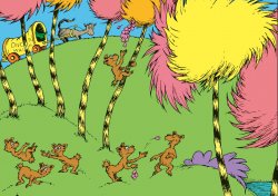 Illustrated page from The Lorax, written and illustrated by Dr. Seuss
