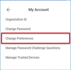 change preferences from the my account menu