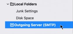 Screenshot highlighting the Outgoing Server settings in Thunderbird.