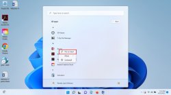 start menu with "pin to start" highlighted