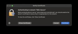 certificate verification dialog box