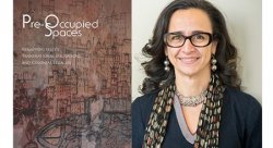 Combined image of the cover of the book: "Pre-Occupied Spaces" and headshot of Teresa Fiore.