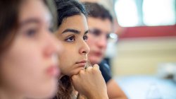 Soraya Dalia, center, a senior at Palisades Park Junior/Senior High School, takes part in the immersive Summer Italian Intensive Program.