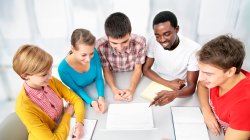 photo of students working at table