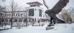Snow covering the MSU campus