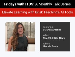 On the left, a portrait of Dr. Enza Antenos. On the right, a list of event details that can be located on this page.