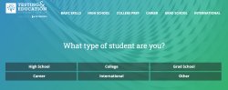screenshot of homepage of testing and education reference center