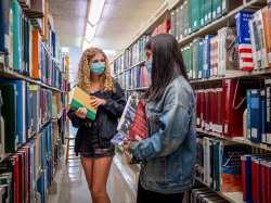 masked students in stacks