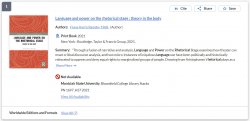 catalog item of book, Language and power on the rhetorical stage : theory in the body