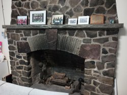 fireplace int he drop-in center