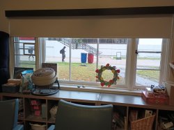 view outside of a window from within the drop-in center