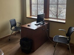 a study room with a computer