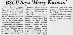 A story on the “Cultural Academic Affair” hosted by The Black Student Cooperative Union (BSCU) in the 1970s.