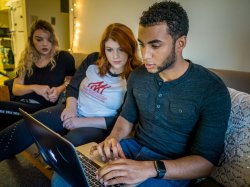 students studying in a dorm in modern day