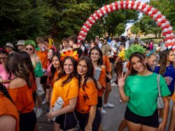 students at homecoming in modern day